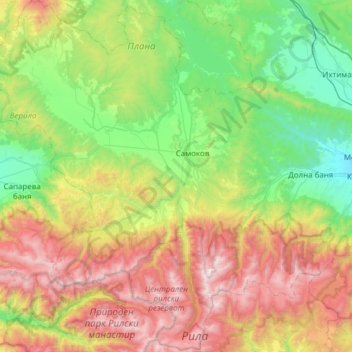 Самоков topographic map, elevation, terrain