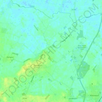 Cottenham topographic map, elevation, terrain