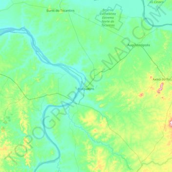 Araguatins topographic map, elevation, terrain