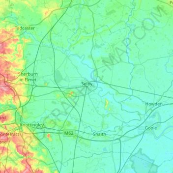 Selby topographic map, elevation, terrain