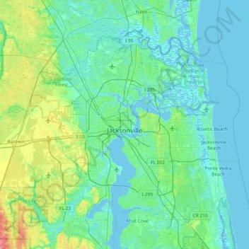 Jacksonville topographic map, elevation, terrain