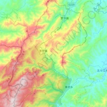 Jinggang Mountains Nature Reserve topographic map, elevation, terrain