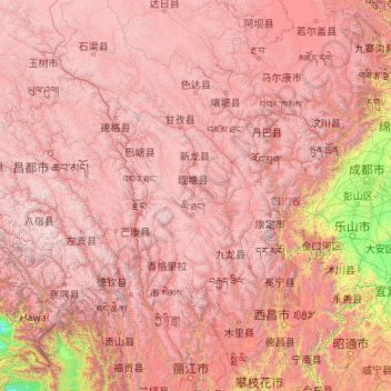 雅砻江 topographic map, elevation, terrain