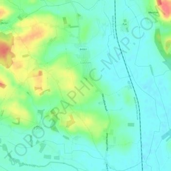 Luston topographic map, elevation, terrain