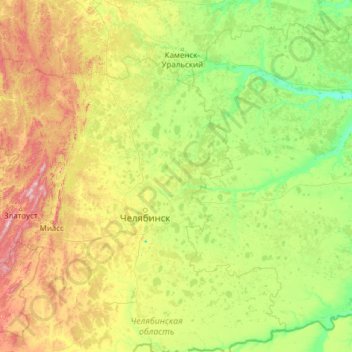 Miass River topographic map, elevation, terrain