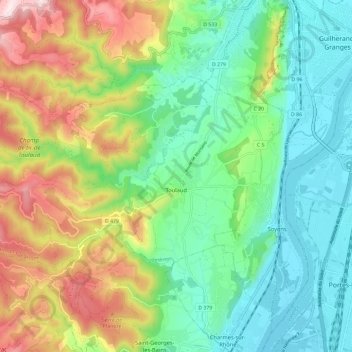 Toulaud topographic map, elevation, terrain