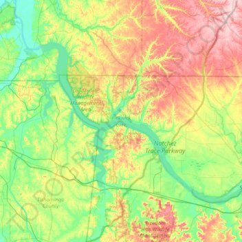 Pickwick Lake topographic map, elevation, terrain