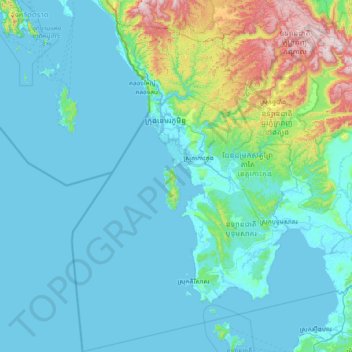 Koh Kong topographic map, elevation, terrain