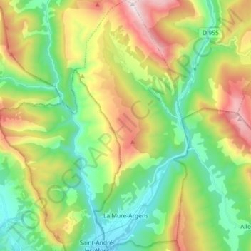 La Mure-Argens topographic map, elevation, terrain