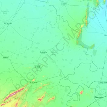 Buhana Tehsil topographic map, elevation, terrain