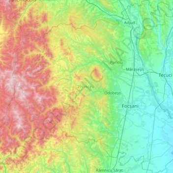 Vrancea topographic map, elevation, terrain