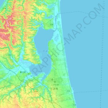 Misawa topographic map, elevation, terrain