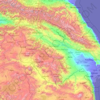 Azerbaijan topographic map, elevation, terrain