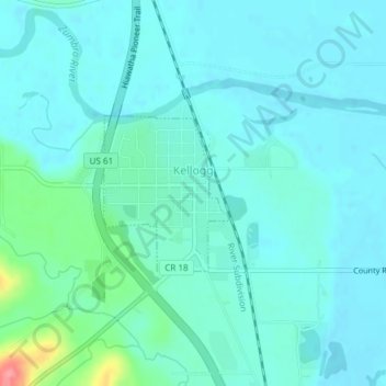 Kellogg topographic map, elevation, terrain