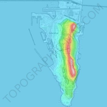 Gibraltar topographic map, elevation, terrain