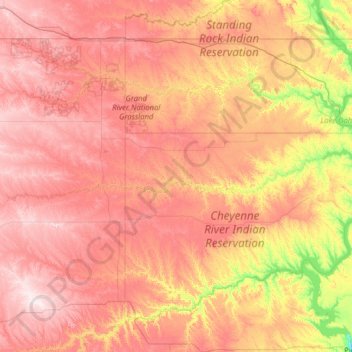 Moreau River topographic map, elevation, terrain