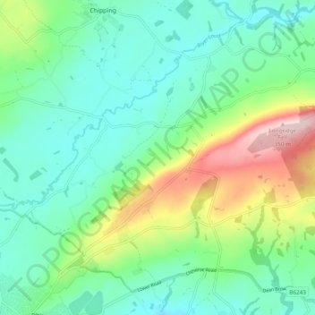 Thornley-with-Wheatley topographic map, elevation, terrain