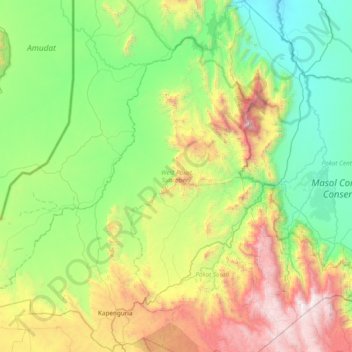 West Pokot Subcounty topographic map, elevation, terrain