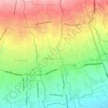 Widodomartani topographic map, elevation, terrain