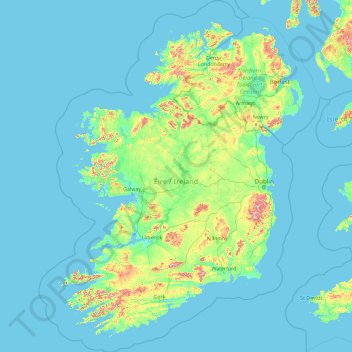Irlanda topographic map, elevation, terrain