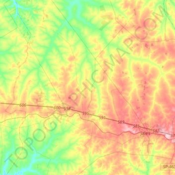 Urânia topographic map, elevation, terrain