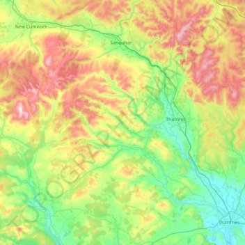 River Nith topographic map, elevation, terrain