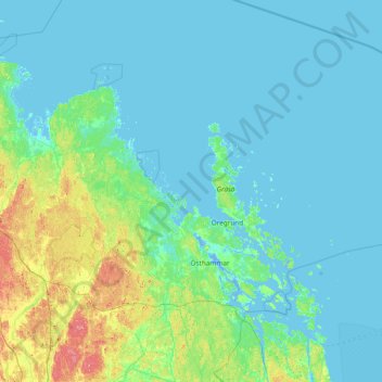 Östhammars kommun topographic map, elevation, terrain