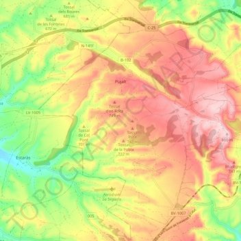Pujalt topographic map, elevation, terrain