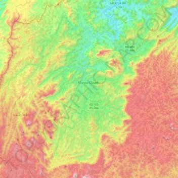 Afonso Cláudio topographic map, elevation, terrain
