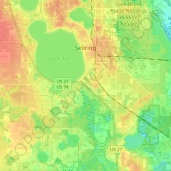 Sebring topographic map, elevation, terrain