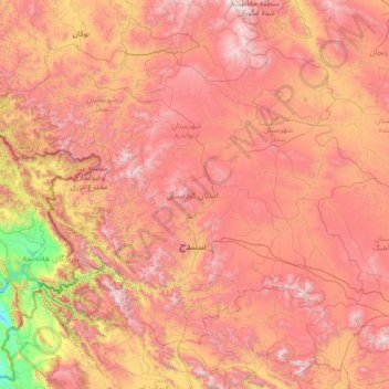 Kurdistan Province topographic map, elevation, terrain