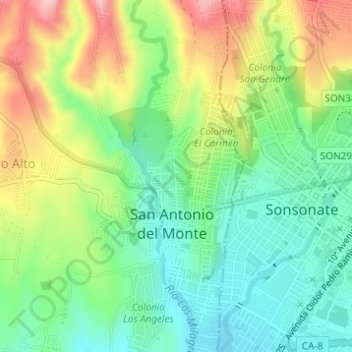 San Antonio del Monte topographic map, elevation, terrain