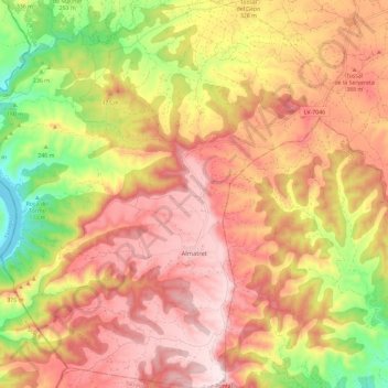 Almatret topographic map, elevation, terrain