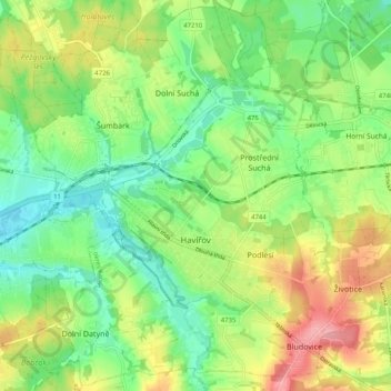 Hawirzow topographic map, elevation, terrain