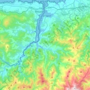 Castropol topographic map, elevation, terrain