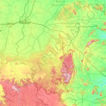 Raipur topographic map, elevation, terrain