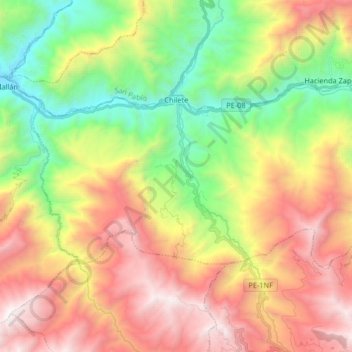 Chilete topographic map, elevation, terrain