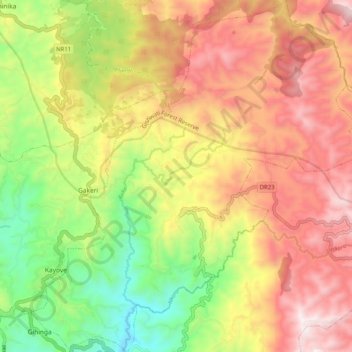 Ruhango topographic map, elevation, terrain