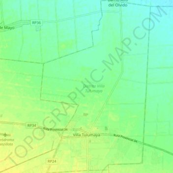 Distrito Villa Tulumaya topographic map, elevation, terrain