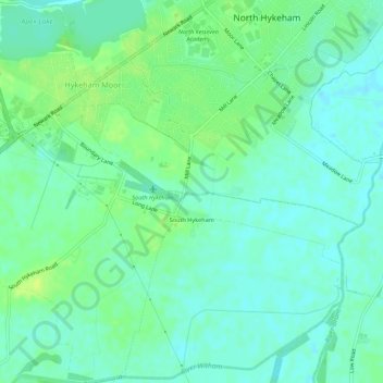 South Hykeham topographic map, elevation, terrain