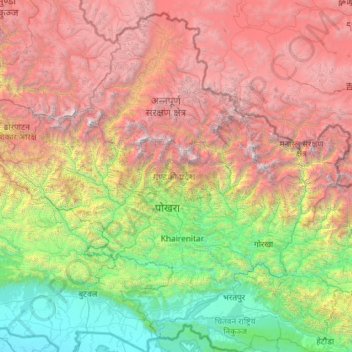 Gandaki Province topographic map, elevation, terrain