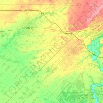 StrathroyCaradoc topographic map, elevation, terrain