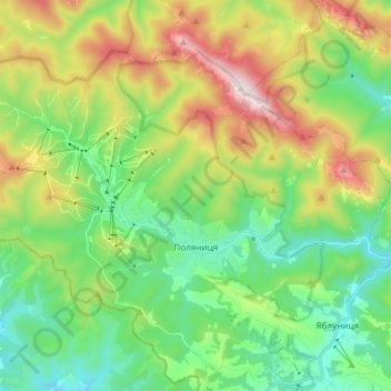 Polianytsia topographic map, elevation, terrain