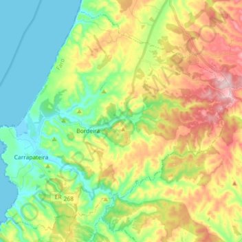 Bordeira topographic map, elevation, terrain