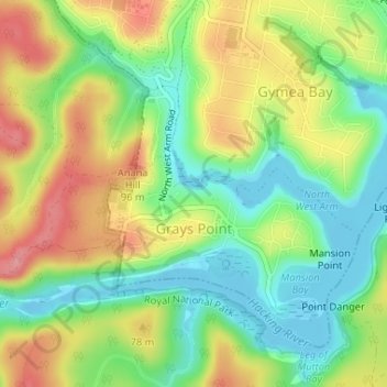 Grays Point topographic map, elevation, terrain