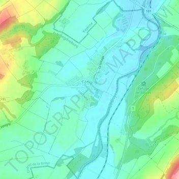 Fétigny topographic map, elevation, terrain