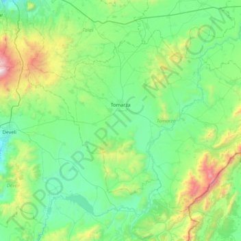 Tomarza topographic map, elevation, terrain