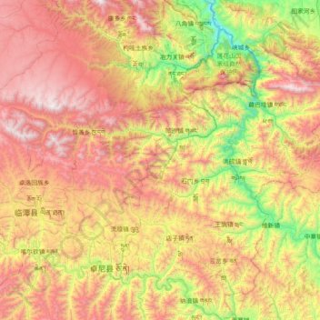 Lintan County topographic map, elevation, terrain