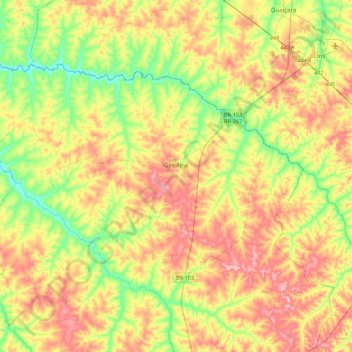 Getulina topographic map, elevation, terrain