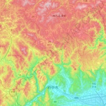 Fuchu topographic map, elevation, terrain